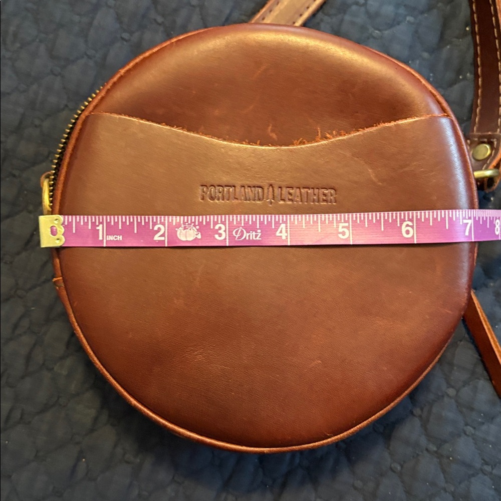 Portland Leather Round Brown Leather Belt/Crossbody Bag - Picture 2 of 3
